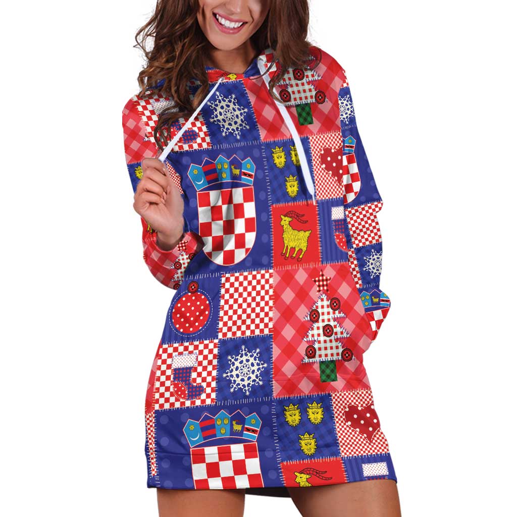 Croatia Christmas Patchwork Hoodie Dress - Wonder Print Shop
