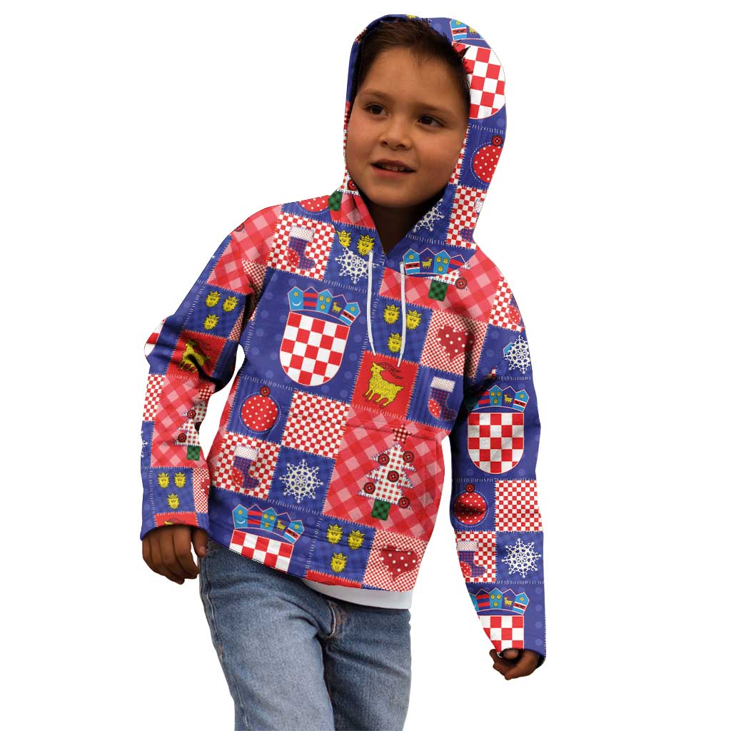 Croatia Christmas Patchwork Kid Hoodie - Wonder Print Shop