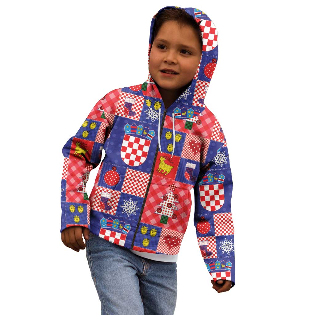 Croatia Christmas Patchwork Kid Hoodie - Wonder Print Shop