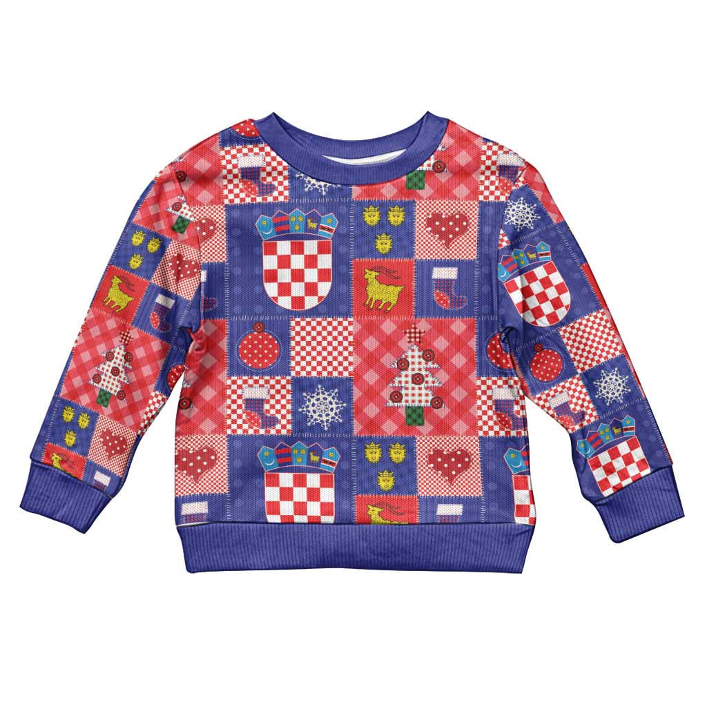 Croatia Christmas Patchwork Kid Ugly Christmas Sweater - Wonder Print Shop