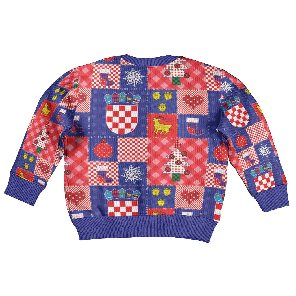 Croatia Christmas Patchwork Kid Ugly Christmas Sweater - Wonder Print Shop