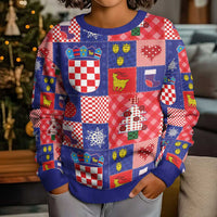 Croatia Christmas Patchwork Kid Ugly Christmas Sweater - Wonder Print Shop
