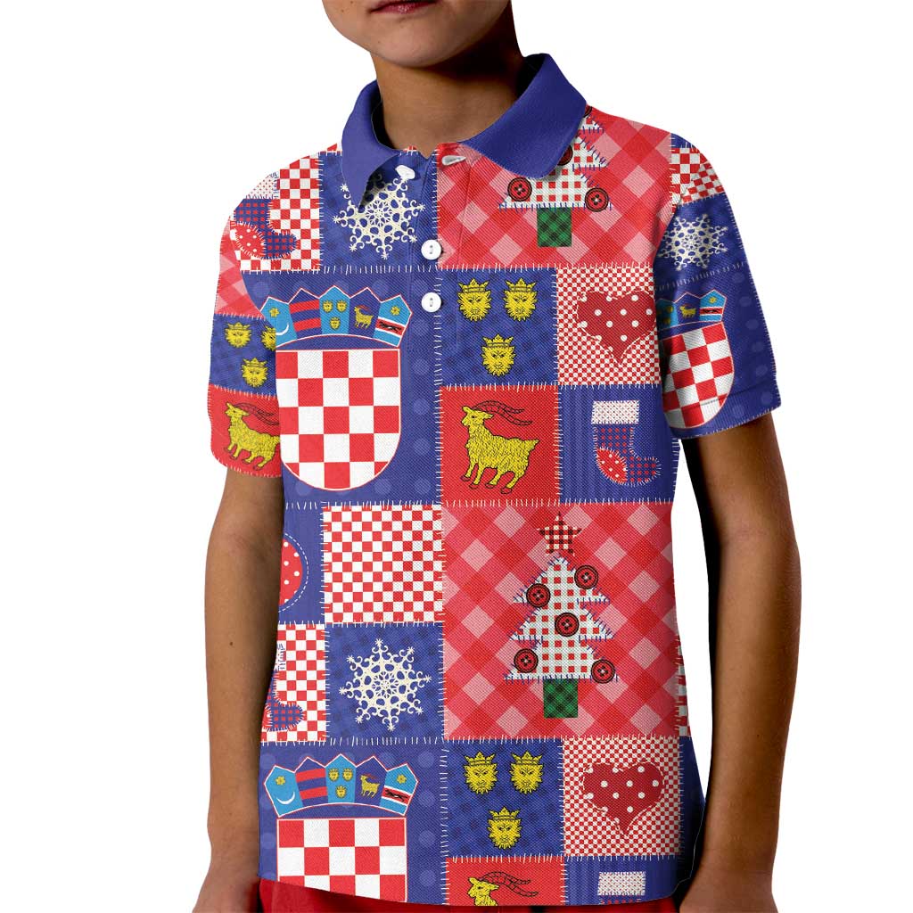 Croatia Christmas Patchwork Kid Polo Shirt - Wonder Print Shop