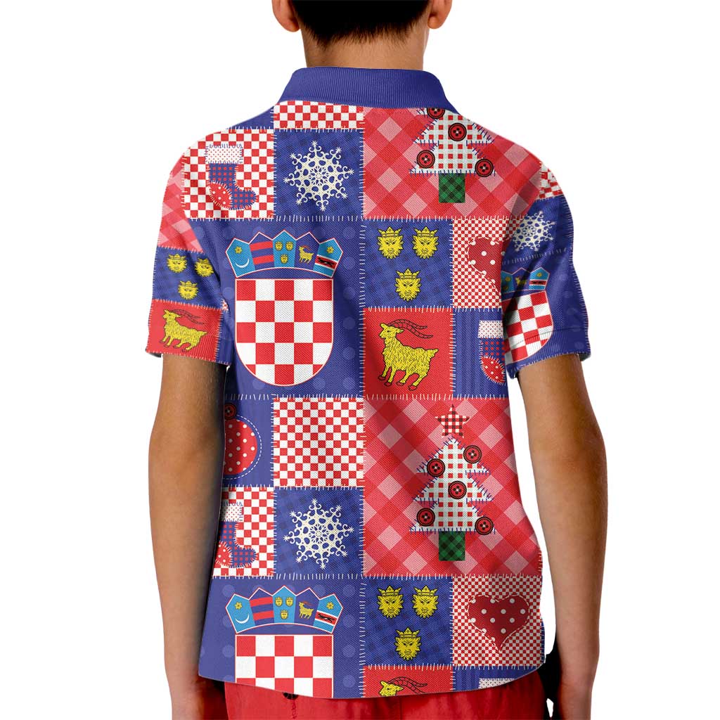 Croatia Christmas Patchwork Kid Polo Shirt - Wonder Print Shop