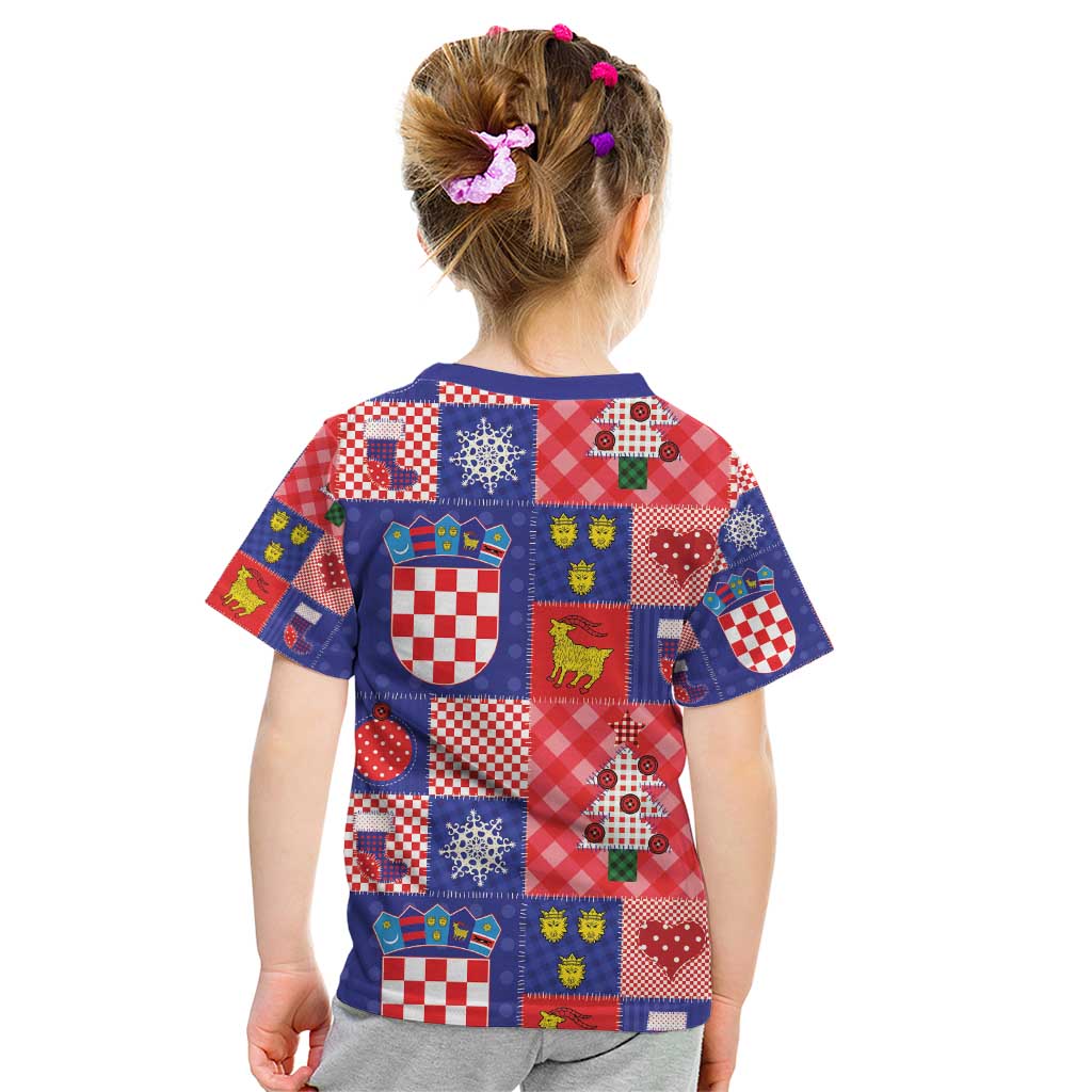 Croatia Christmas Patchwork Kid T Shirt - Wonder Print Shop