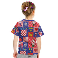 Croatia Christmas Patchwork Kid T Shirt - Wonder Print Shop