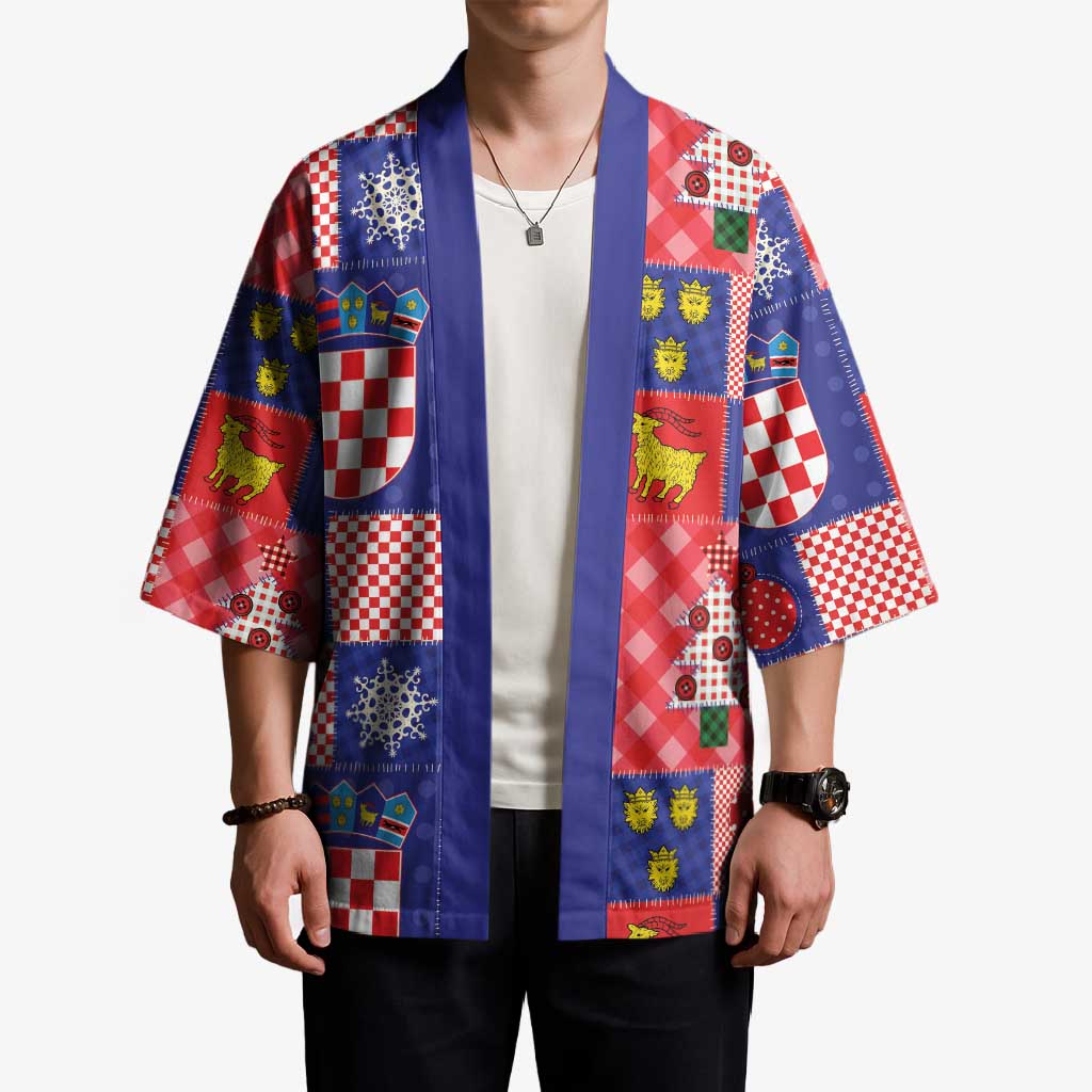 Croatia Christmas Patchwork Kimono - Wonder Print Shop