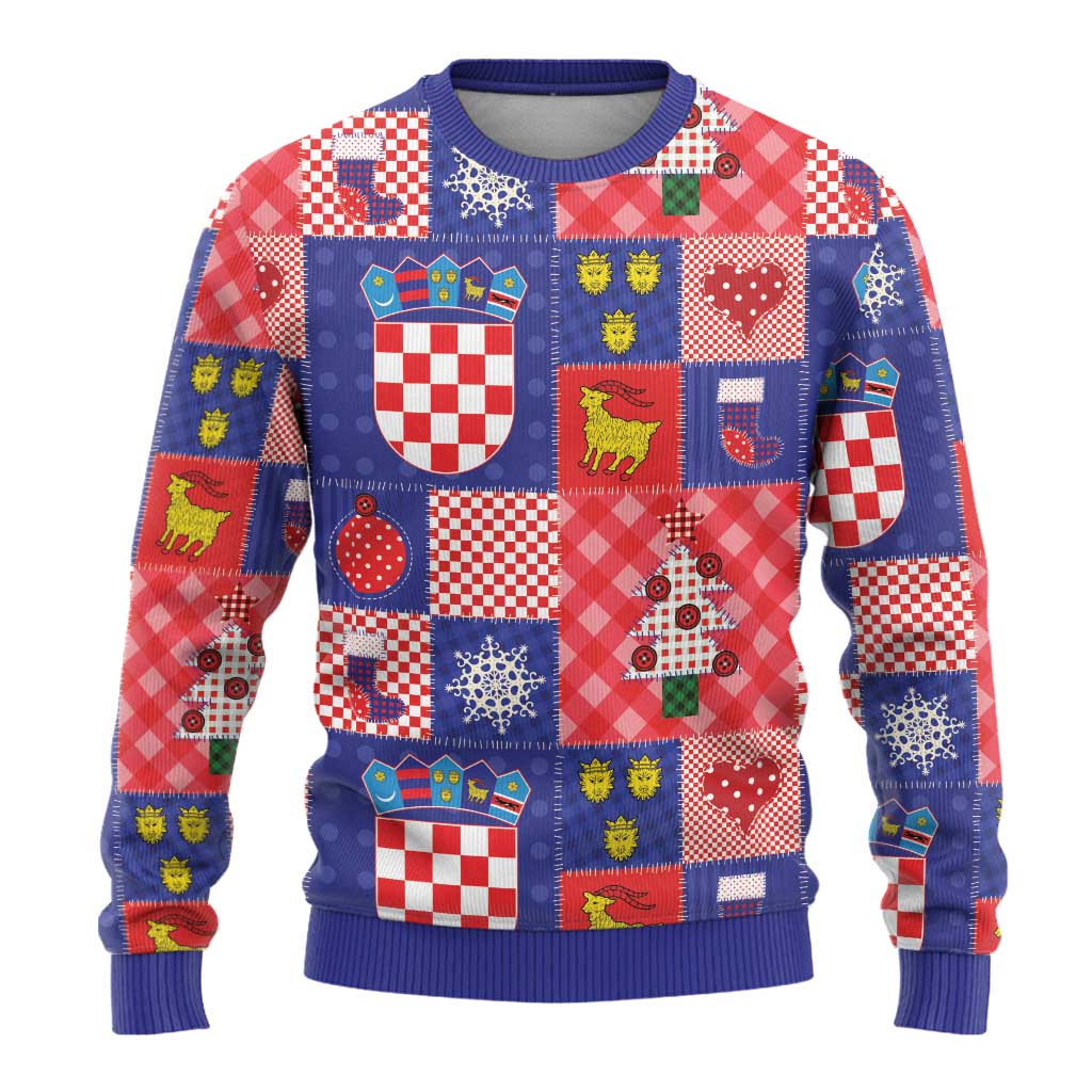 Croatia Christmas Patchwork Ugly Christmas Sweater - Wonder Print Shop