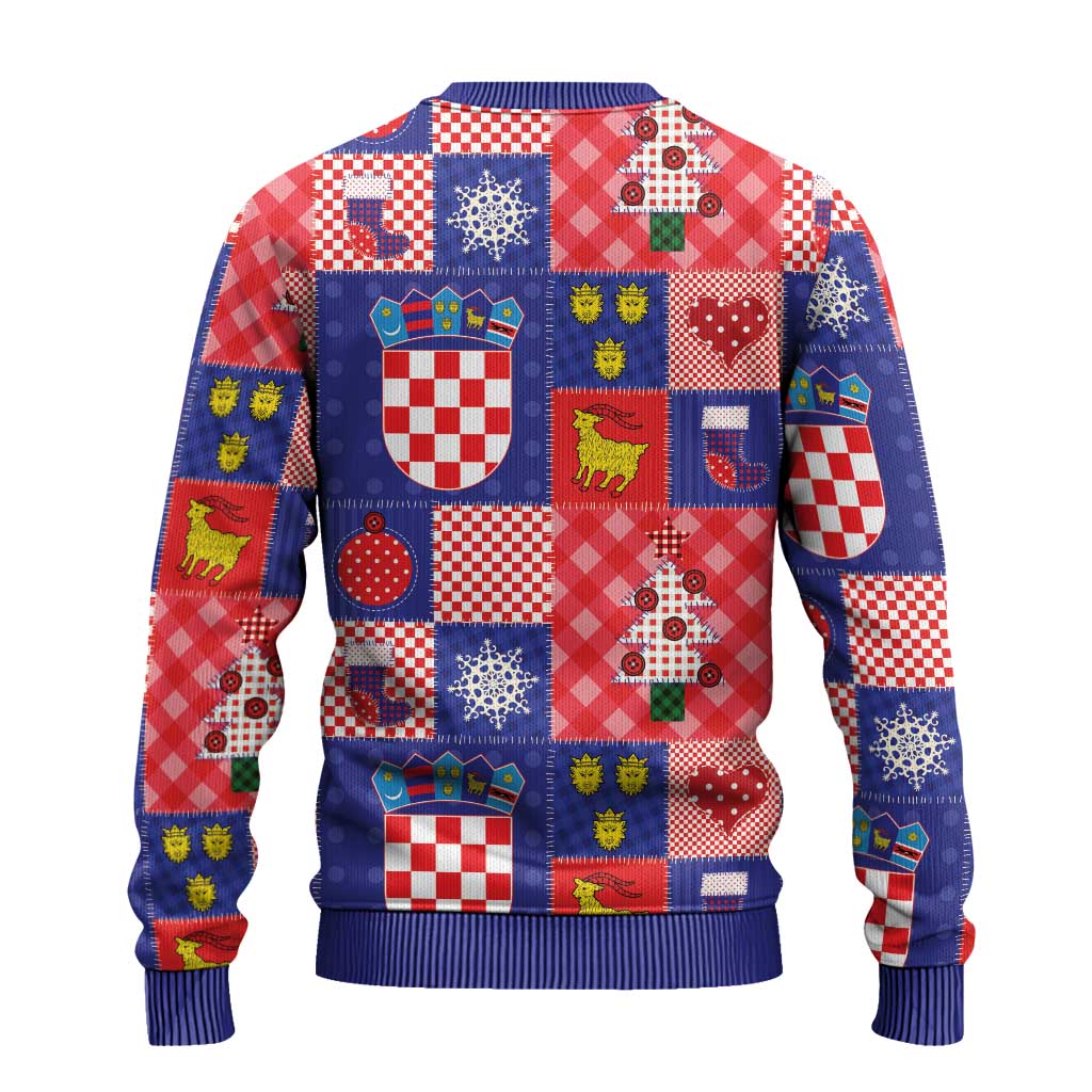 Croatia Christmas Patchwork Ugly Christmas Sweater - Wonder Print Shop