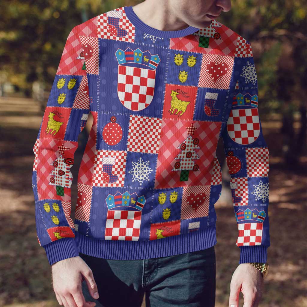 Croatia Christmas Patchwork Ugly Christmas Sweater - Wonder Print Shop