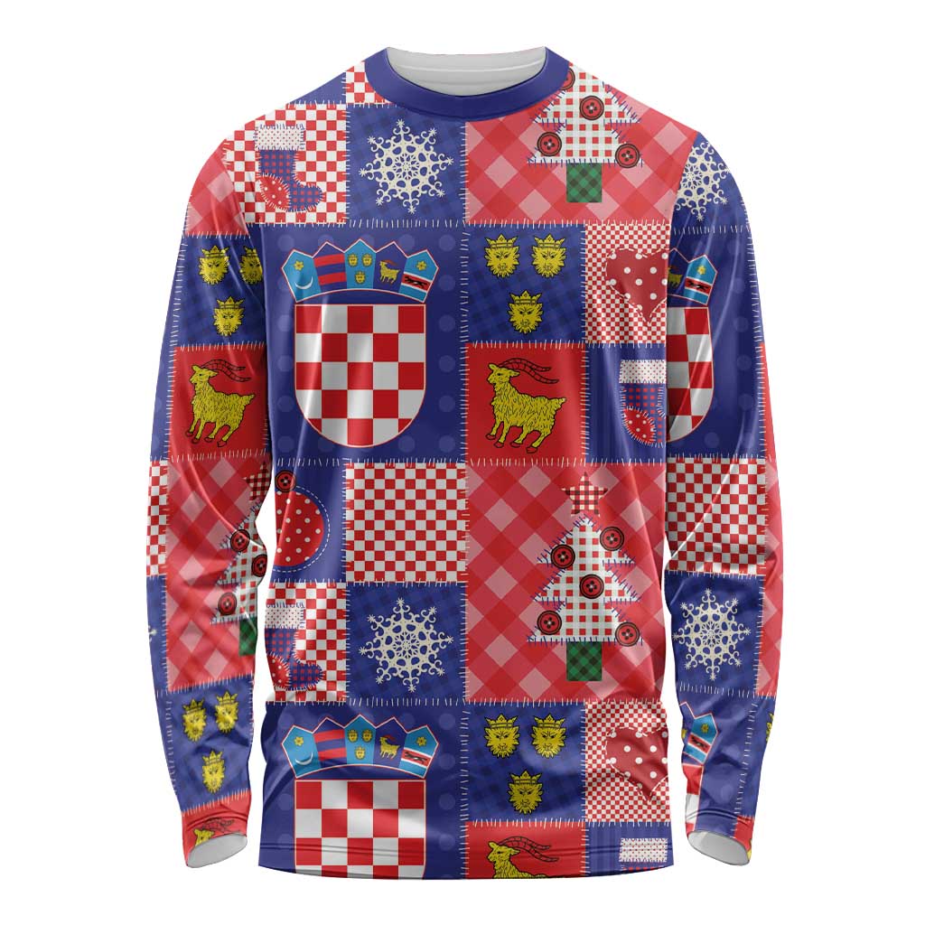 Croatia Christmas Patchwork Long Sleeve Shirt - Wonder Print Shop