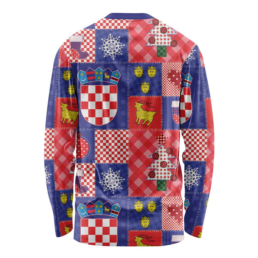 Croatia Christmas Patchwork Long Sleeve Shirt - Wonder Print Shop