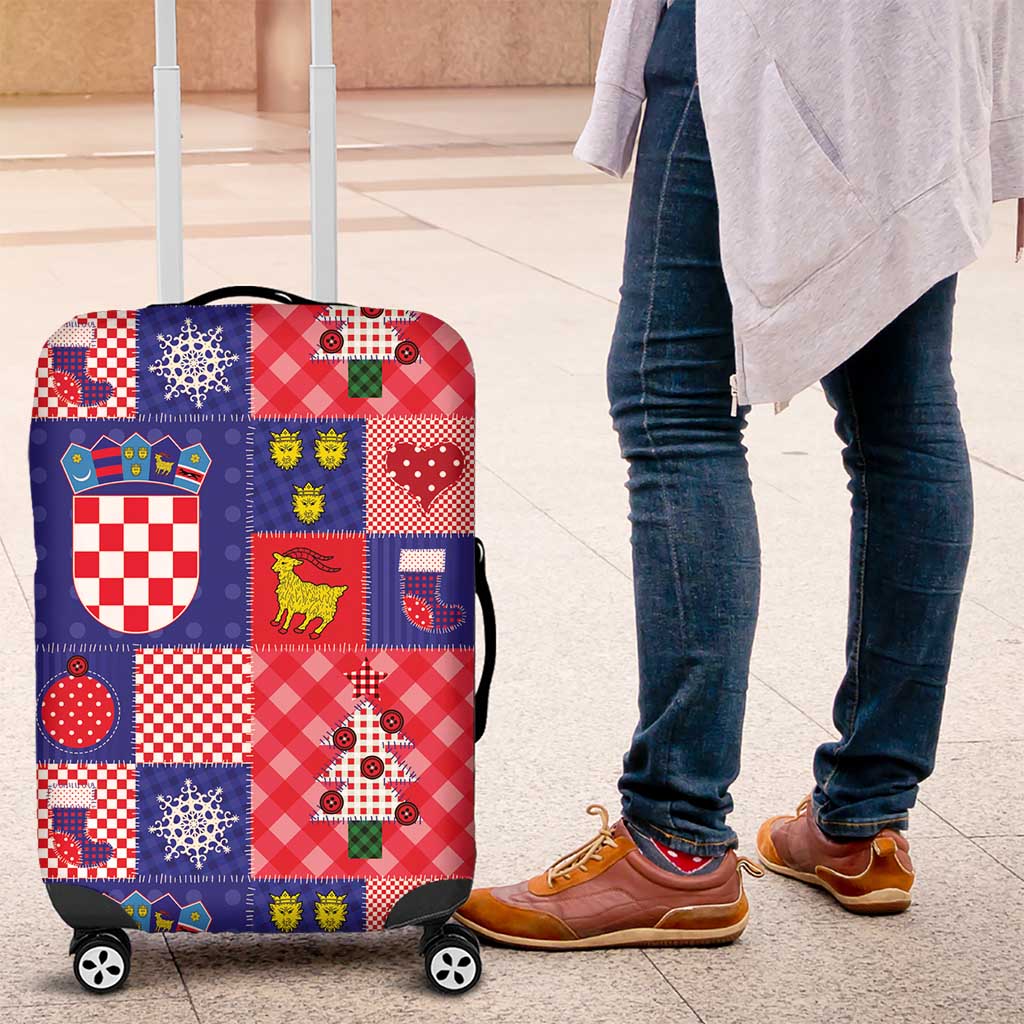 Croatia Christmas Patchwork Luggage Cover - Wonder Print Shop
