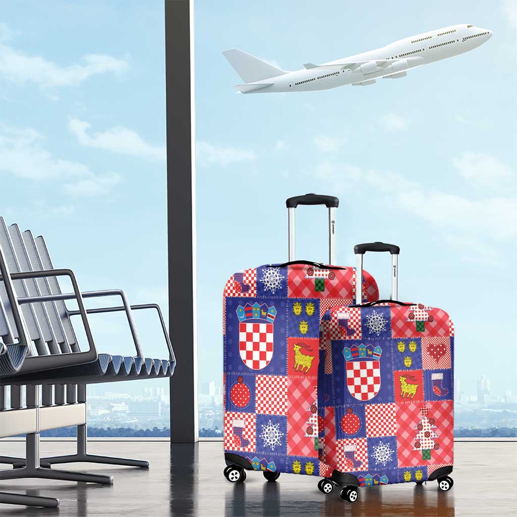Croatia Christmas Patchwork Luggage Cover - Wonder Print Shop