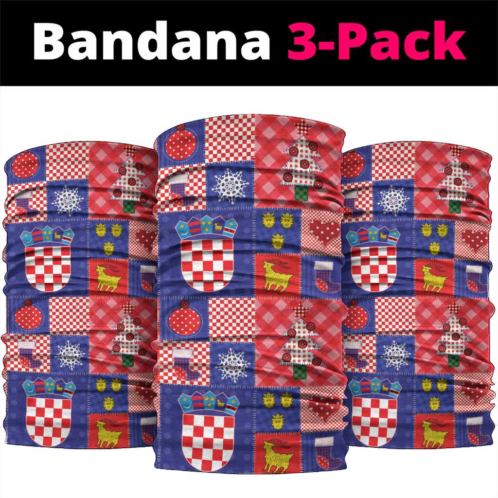 Croatia Christmas Patchwork Neck Gaiter - Wonder Print Shop