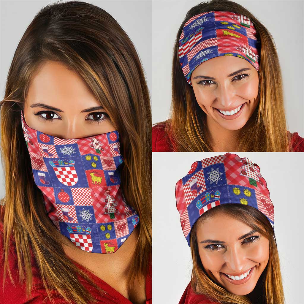 Croatia Christmas Patchwork Neck Gaiter - Wonder Print Shop