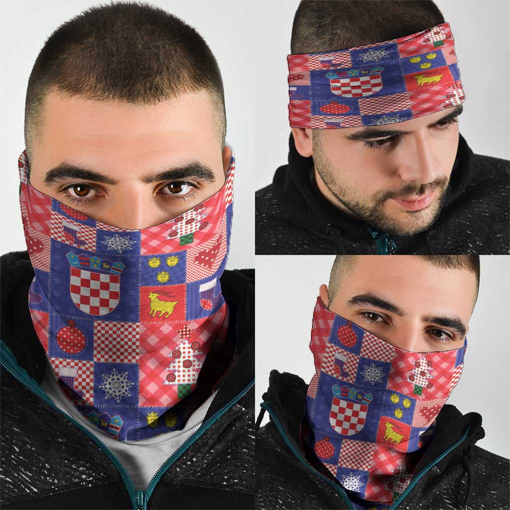 Croatia Christmas Patchwork Neck Gaiter - Wonder Print Shop