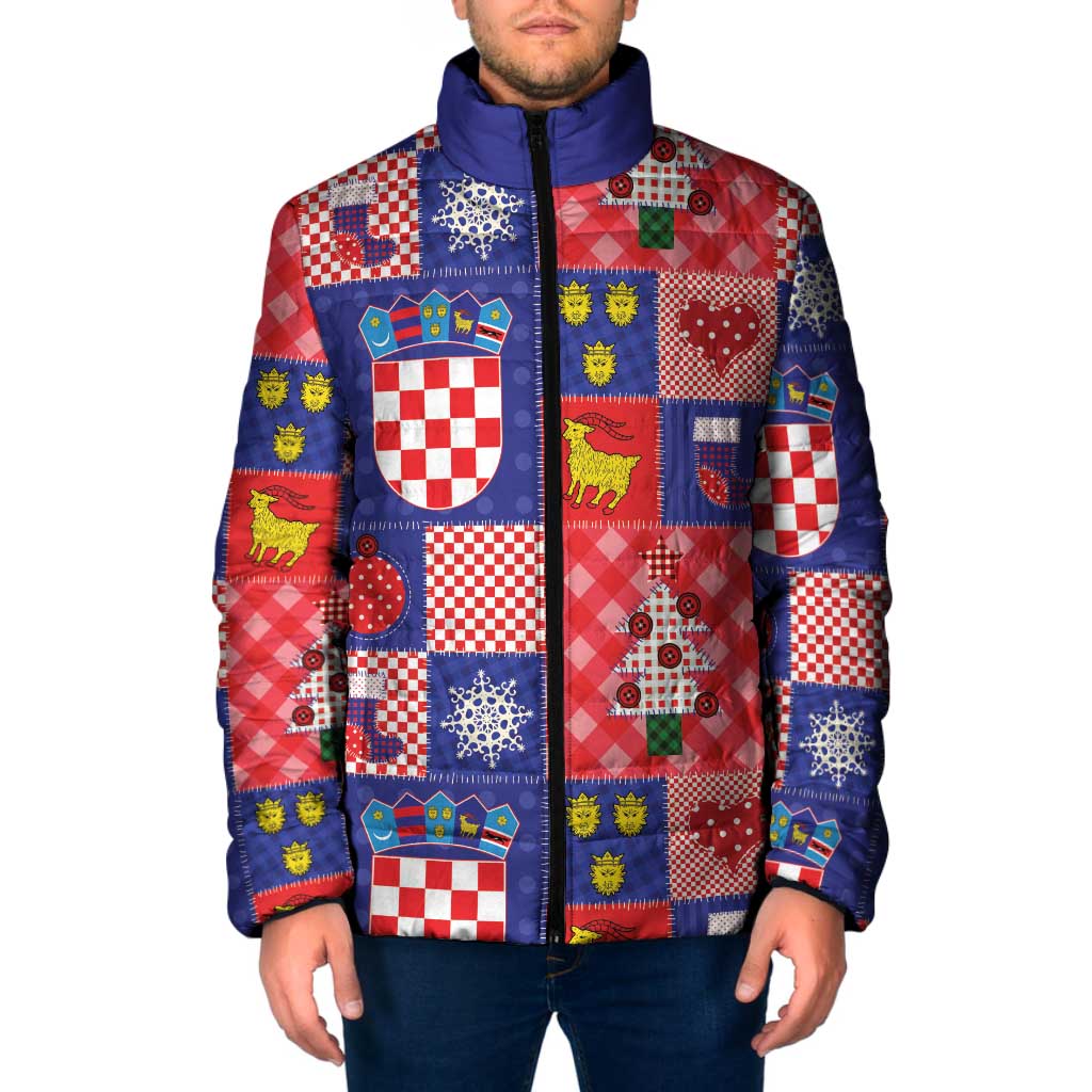Croatia Christmas Patchwork Padded Jacket - Wonder Print Shop