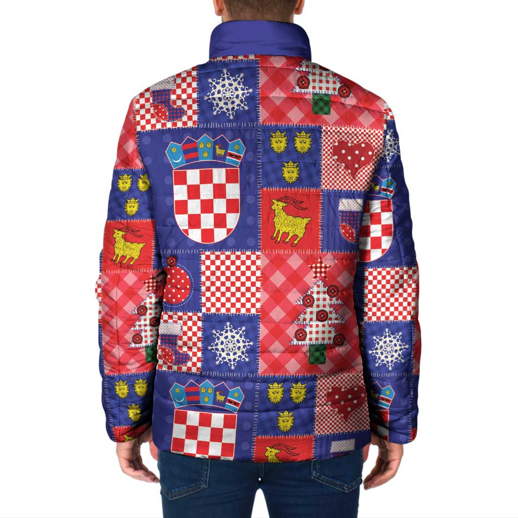 Croatia Christmas Patchwork Padded Jacket - Wonder Print Shop
