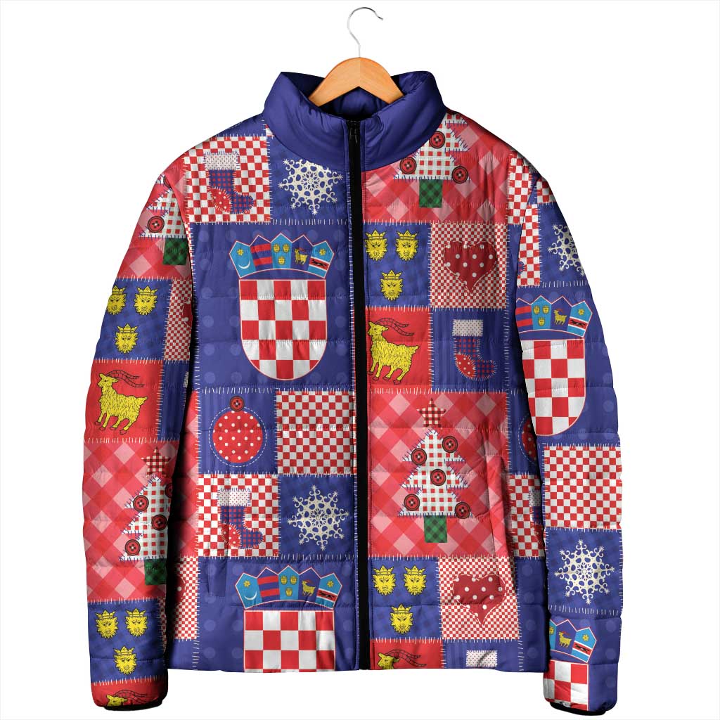 Croatia Christmas Patchwork Padded Jacket - Wonder Print Shop