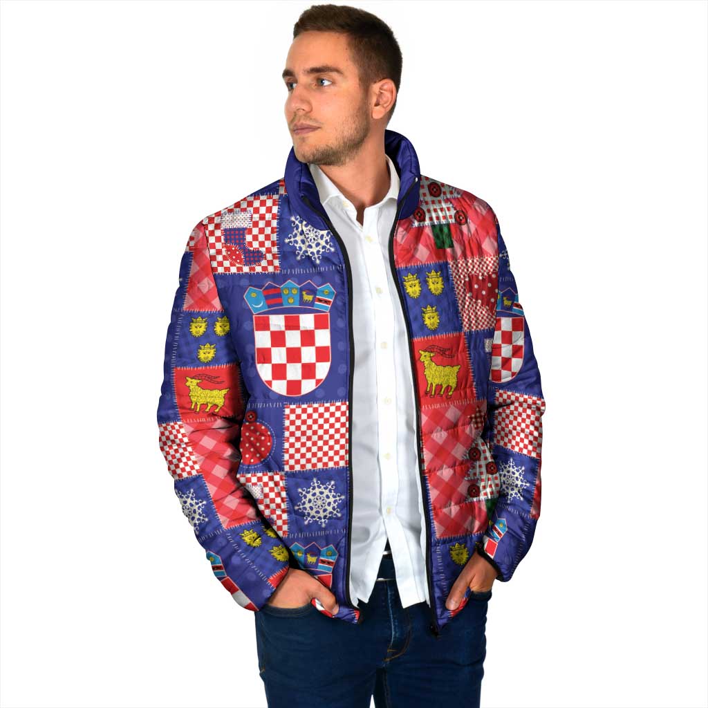 Croatia Christmas Patchwork Padded Jacket - Wonder Print Shop