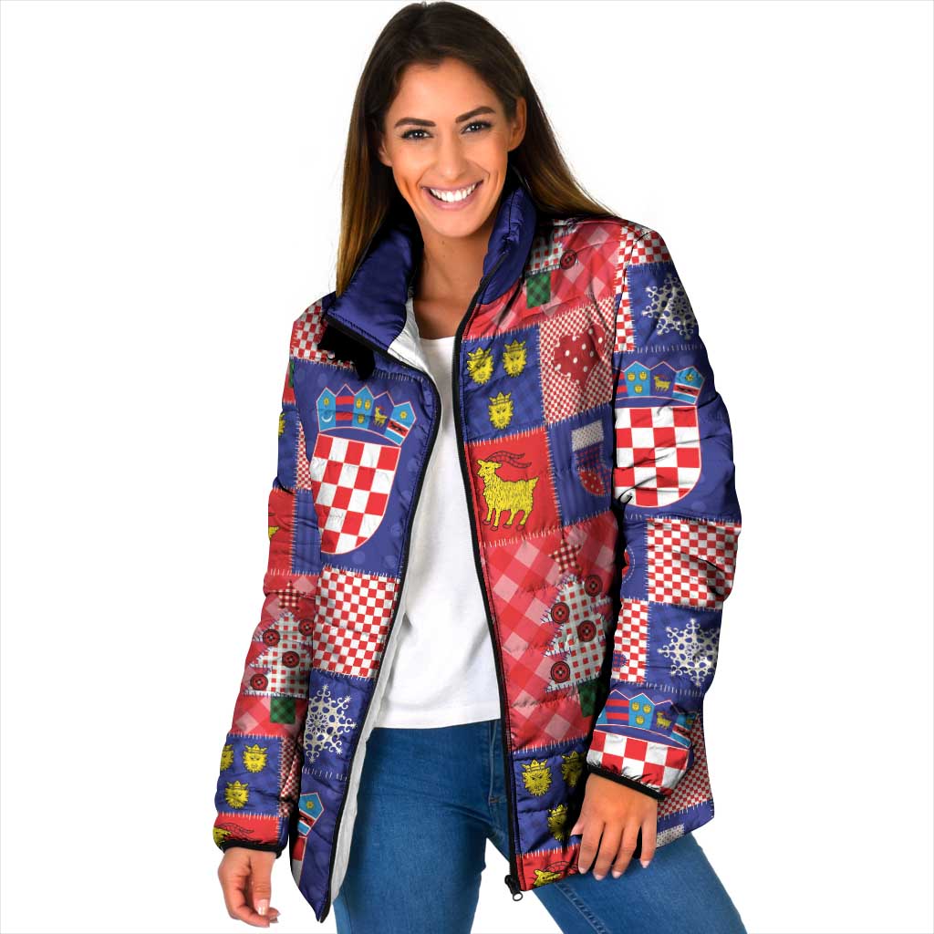 Croatia Christmas Patchwork Padded Jacket - Wonder Print Shop