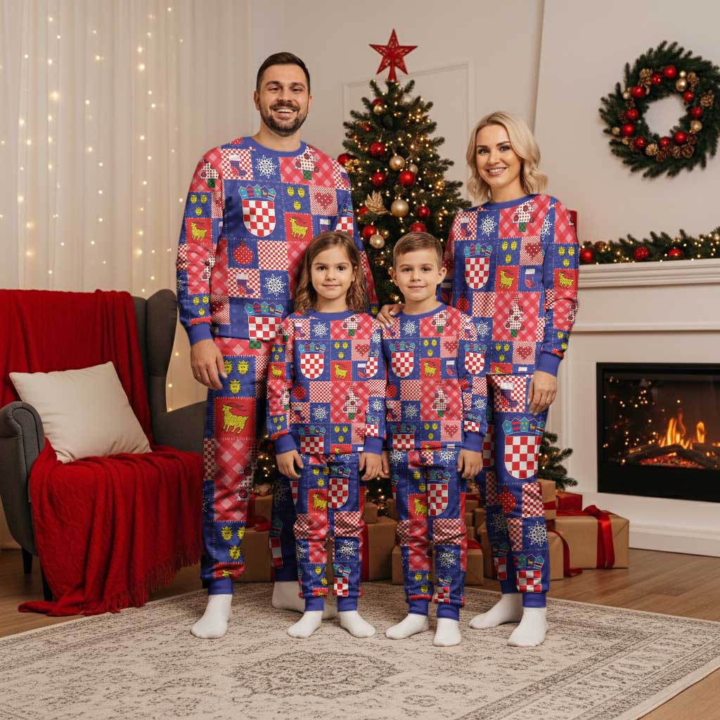Croatia Christmas Patchwork Christmas Pajama Set - Wonder Print Shop