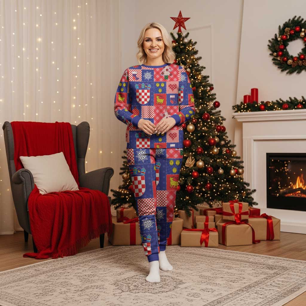 Croatia Christmas Patchwork Christmas Pajama Set - Wonder Print Shop