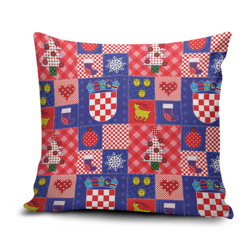 Croatia Christmas Patchwork Pillow Cover - Wonder Print Shop