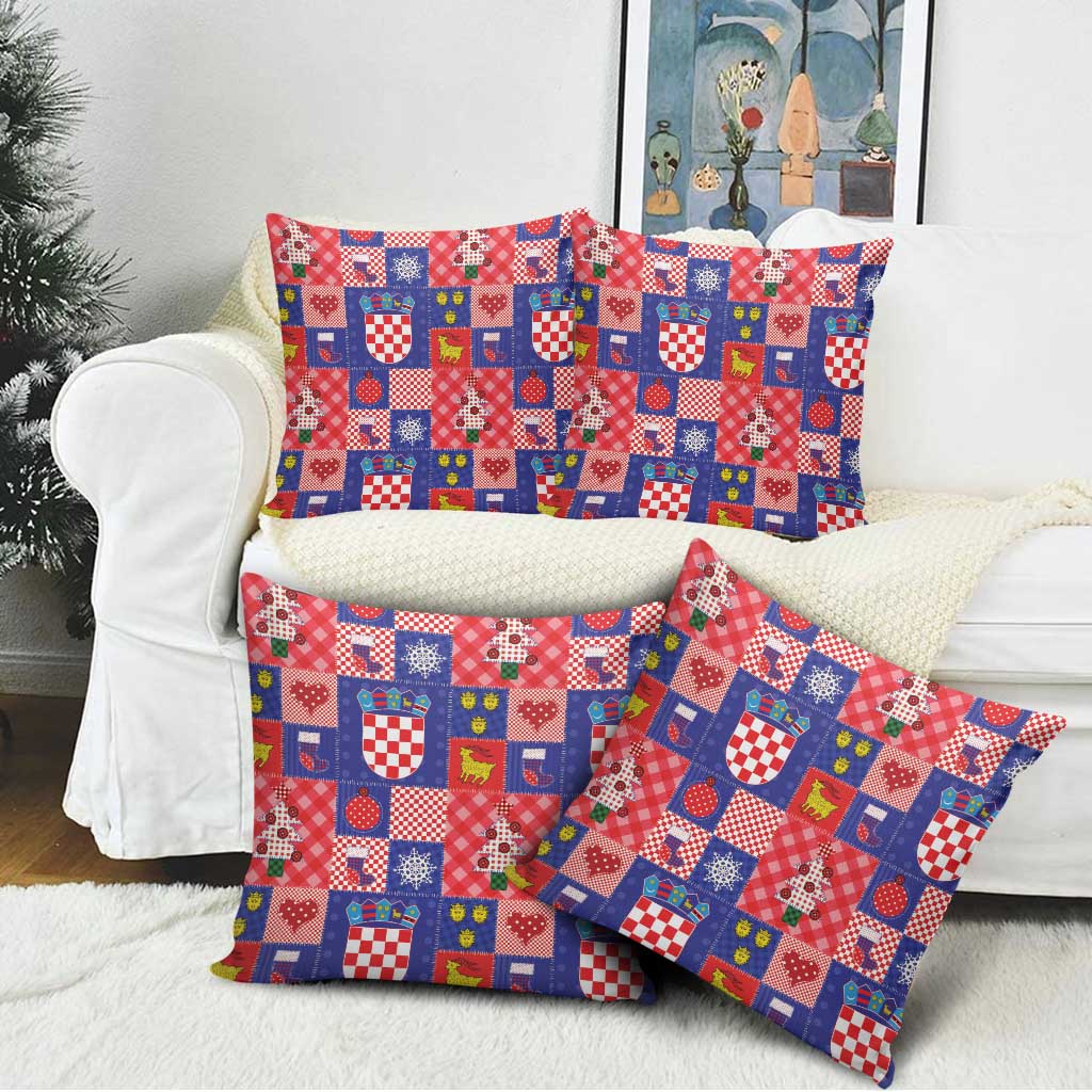 Croatia Christmas Patchwork Pillow Cover - Wonder Print Shop