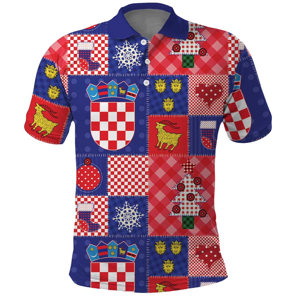 Croatia Christmas Patchwork Polo Shirt - Wonder Print Shop