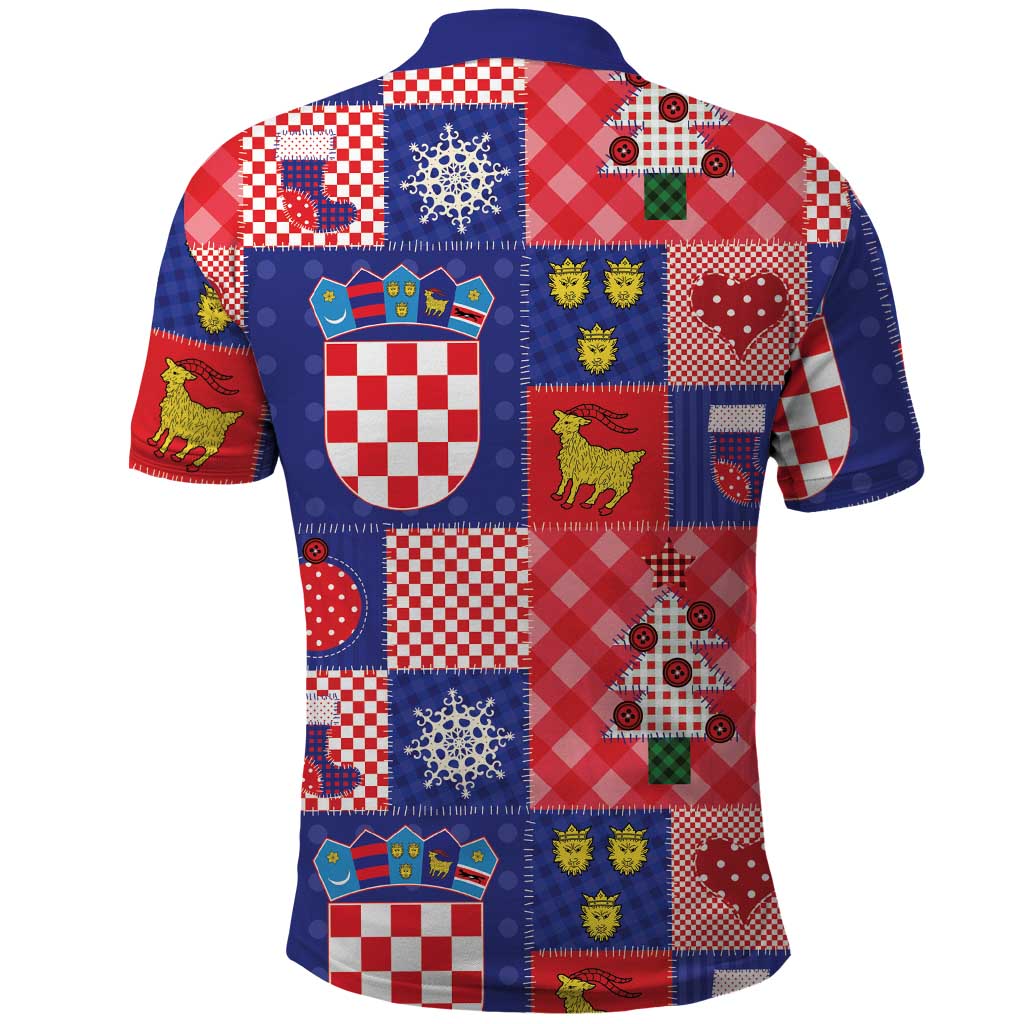 Croatia Christmas Patchwork Polo Shirt - Wonder Print Shop