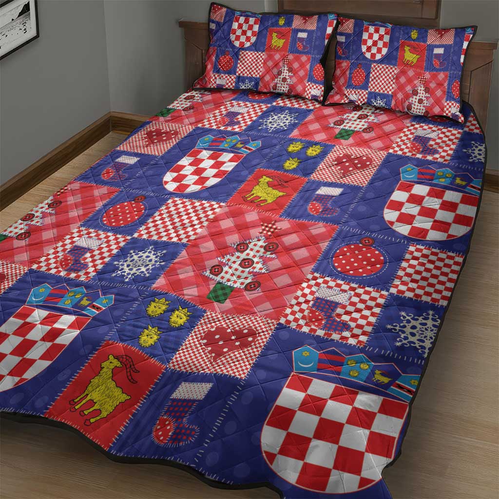 Croatia Christmas Patchwork Quilt Bed Set - Wonder Print Shop