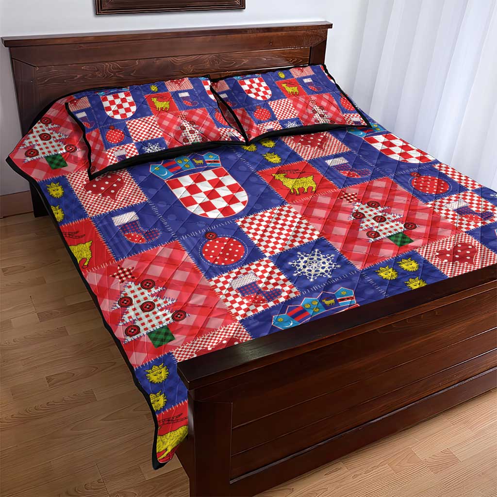 Croatia Christmas Patchwork Quilt Bed Set - Wonder Print Shop
