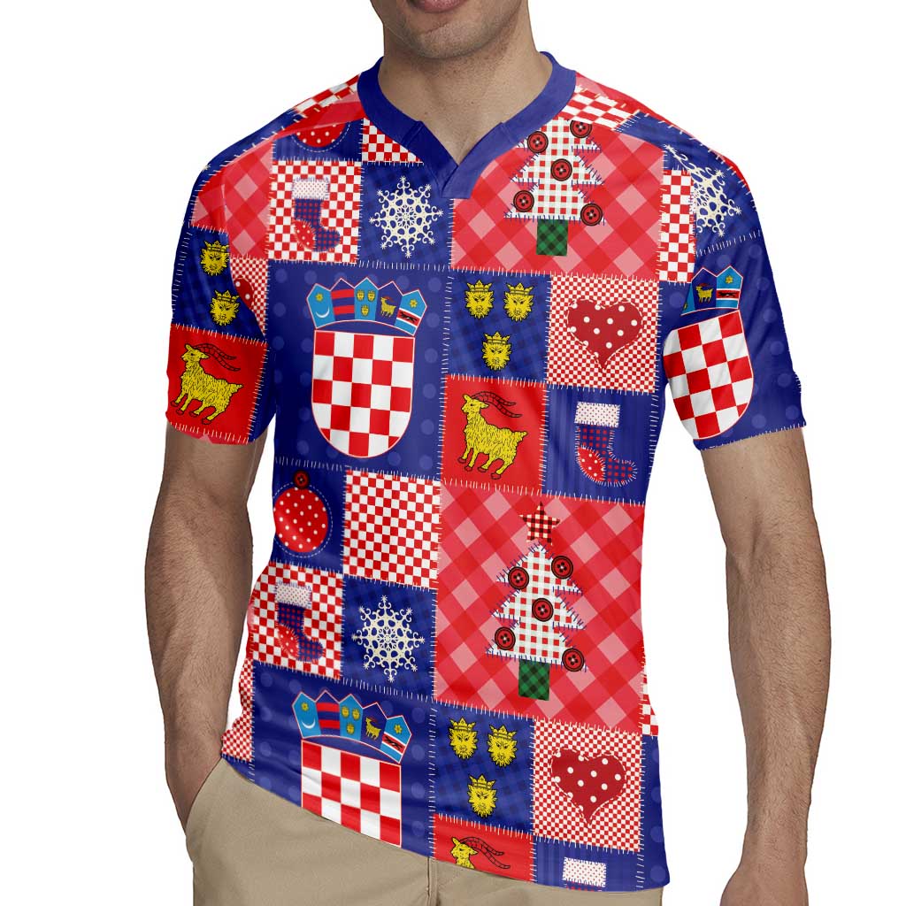 Croatia Christmas Patchwork Rugby Jersey - Wonder Print Shop