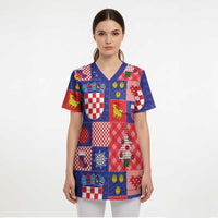 Croatia Christmas Patchwork Scrub Top - Wonder Print Shop