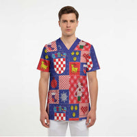 Croatia Christmas Patchwork Scrub Top - Wonder Print Shop