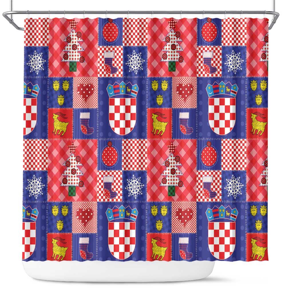Croatia Christmas Patchwork Shower Curtain - Wonder Print Shop