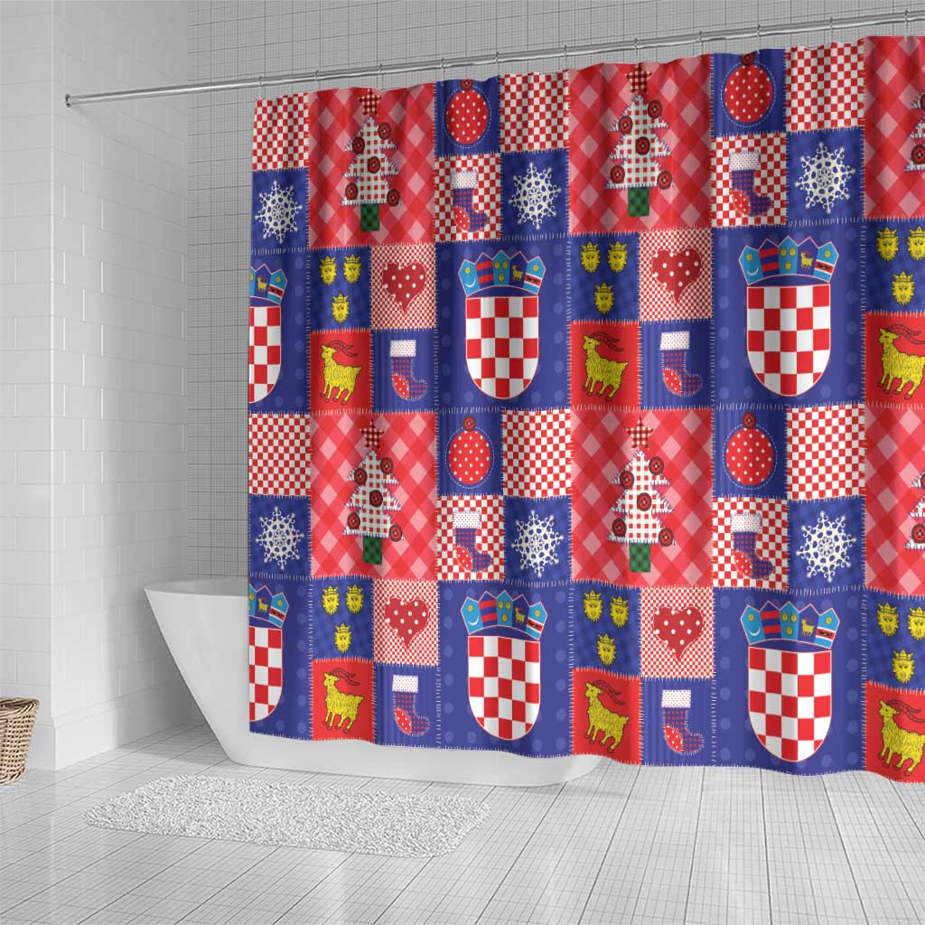 Croatia Christmas Patchwork Shower Curtain - Wonder Print Shop