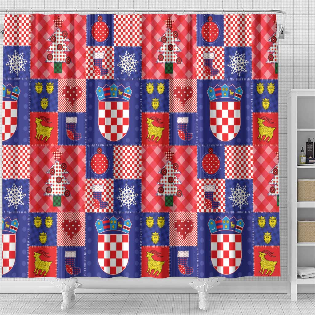 Croatia Christmas Patchwork Shower Curtain - Wonder Print Shop