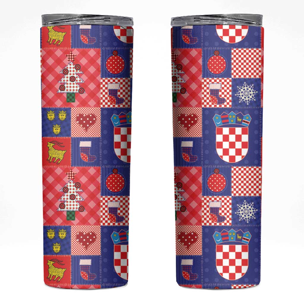 Croatia Christmas Patchwork Skinny Tumbler - Wonder Print Shop