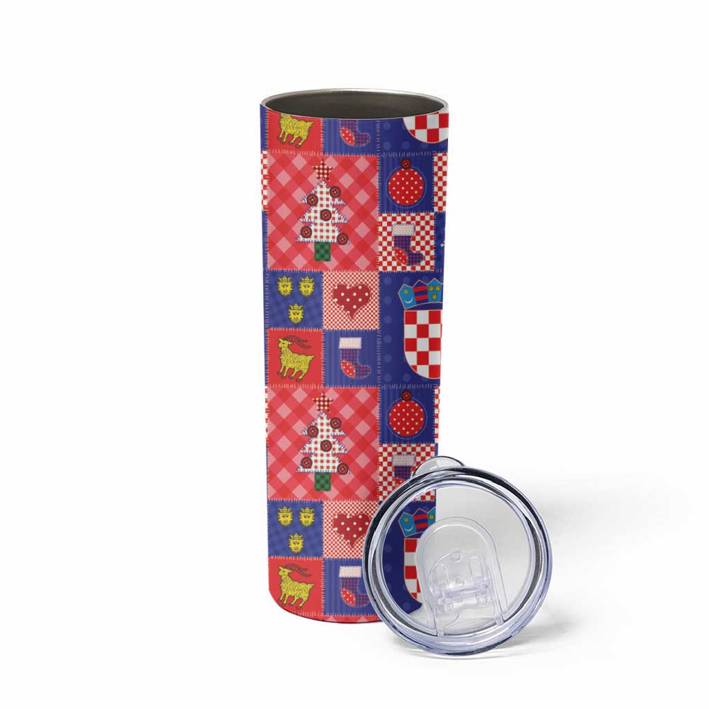 Croatia Christmas Patchwork Skinny Tumbler - Wonder Print Shop