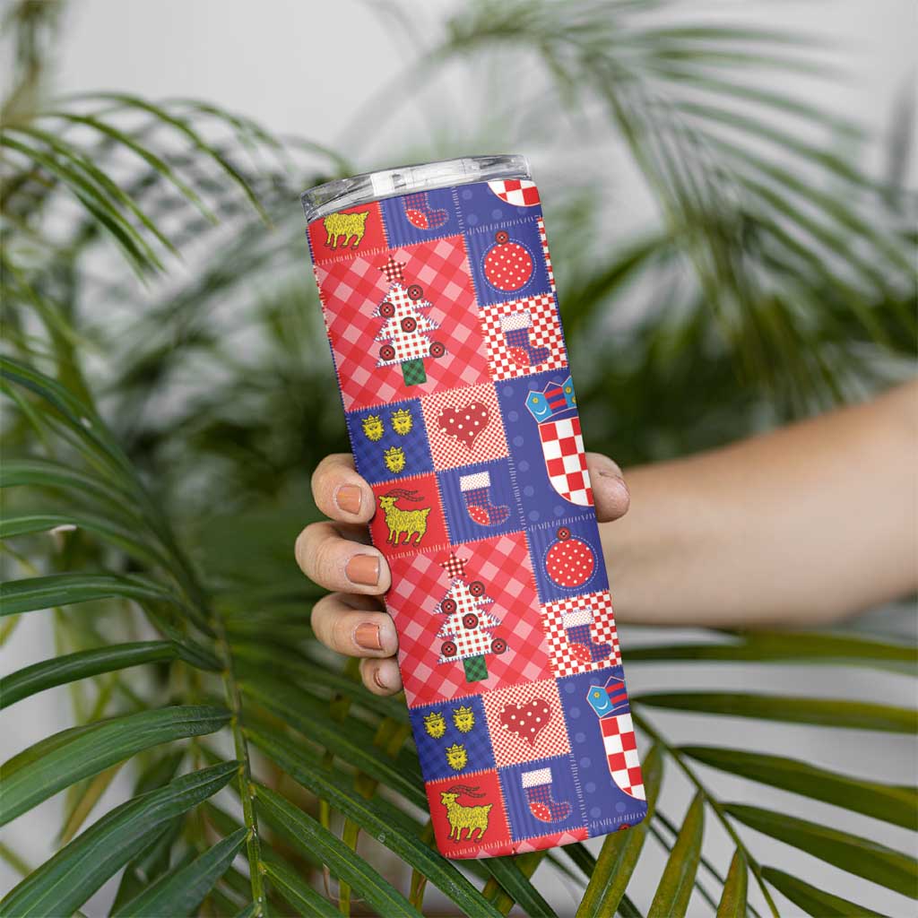 Croatia Christmas Patchwork Skinny Tumbler - Wonder Print Shop