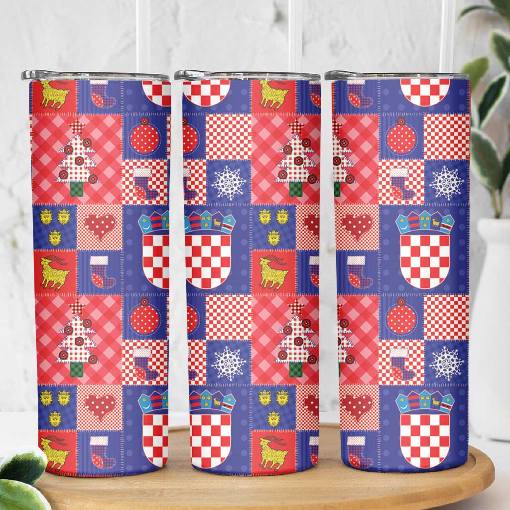 Croatia Christmas Patchwork Skinny Tumbler - Wonder Print Shop