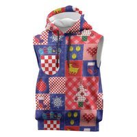 Croatia Christmas Patchwork Sleeveless Hoodie - Wonder Print Shop