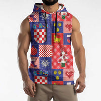Croatia Christmas Patchwork Sleeveless Hoodie - Wonder Print Shop
