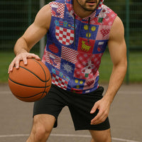 Croatia Christmas Patchwork Sleeveless Hoodie - Wonder Print Shop