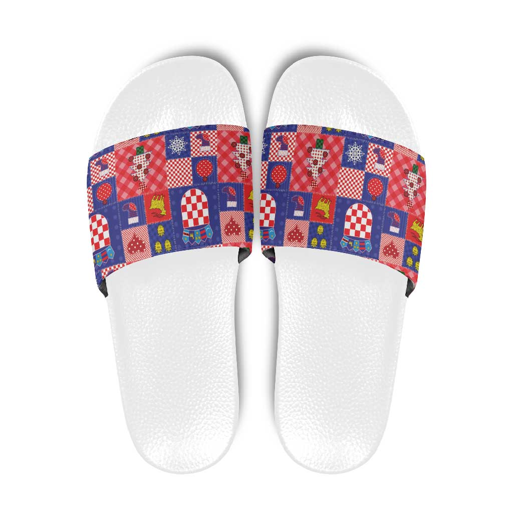 Croatia Christmas Patchwork Slide Sandals - Wonder Print Shop