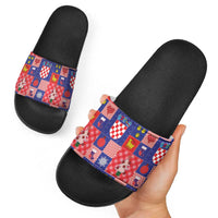 Croatia Christmas Patchwork Slide Sandals - Wonder Print Shop