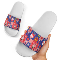 Croatia Christmas Patchwork Slide Sandals - Wonder Print Shop